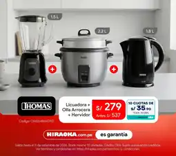 Hiraoka Thomas licuadora olla arrocera hervidor oferta