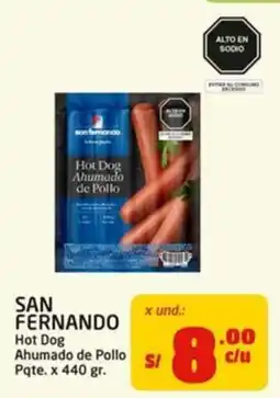 MaxiAhorro San Fernando hot dog ahumado de pollo oferta