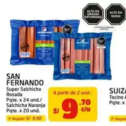 MaxiAhorro San Fernando super salchicha rosada salchicha naranja oferta