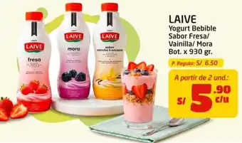 Laive yogurt bebible sabor fresa vainilla mora