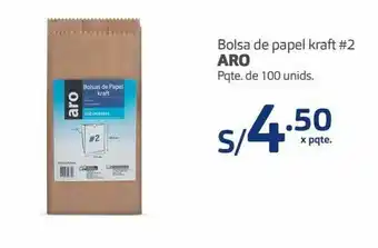 Makro Bolsa de papel kraft #2 aro pqte. de 100 unids oferta
