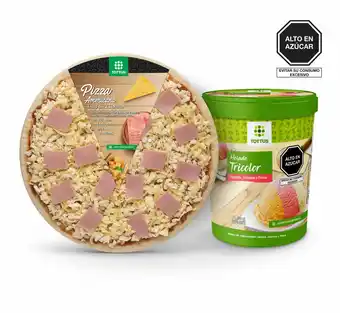 Tottus Pack pizza americana y helado tottus  1l tricolor oferta