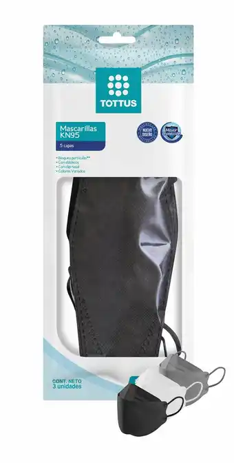 Tottus Mascarilla kn95 fish x3 blanca gris negro oferta