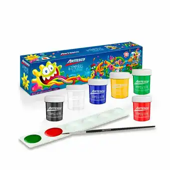 Tottus Tempera set x 6 colores + pincel + paleta (20 cc) oferta