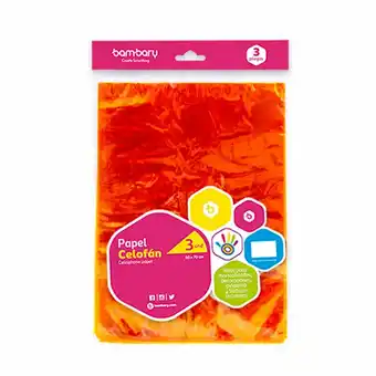 Tottus Bambary papel celofan amar 50x70cm x 3un oferta