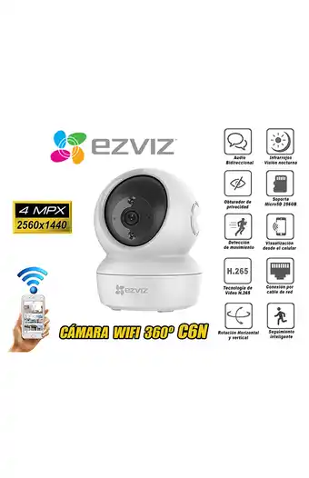 Tiendas EFE Cámara de seguridad wifi inalámbrica 4mp giratoria 360° - c6n oferta