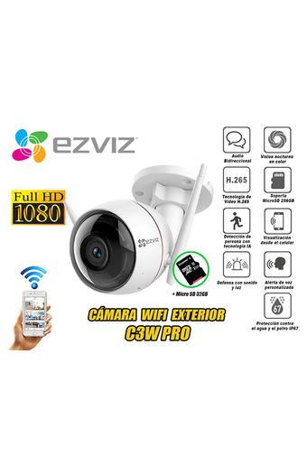 Tiendas EFE Cámara seguridad audio ezviz wifi exterior c3w pro 1080p micro sd 32gb oferta