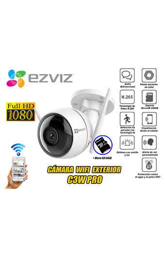 Tiendas EFE Cámara seguridad audio ezviz wifi exterior c3w pro 1080p micro sd 64gb oferta