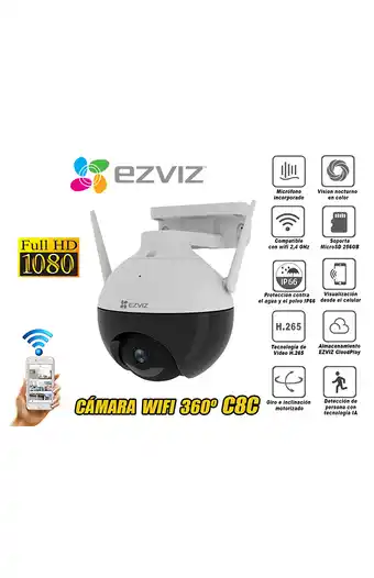 Tiendas EFE Ezviz cámara seguridad wifi full hd giratoria 360° c8c inteligente oferta