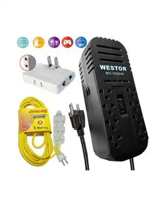 Tiendas EFE Kit estabilizador de voltaje 1000va/600w + extensiã³n westor wt-1000vaexkit3 oferta