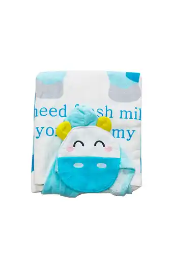 Tiendas EFE Toalla con capucha para bebé baby fees vaca - celeste oferta