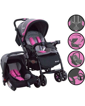 Tiendas EFE Coche con porta bebe braviar 1092 pink oferta