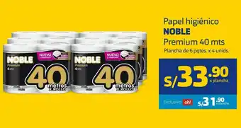 Makro Papel higiénico noble premium 40m plancha 6 x 4und oferta
