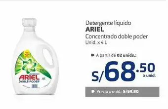 Makro Detergente líquido ariel concentrado doble poder 4l oferta