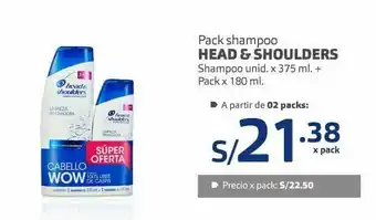 Makro Pack shampoo head & shoulders shampoo 375ml + pack 180ml oferta