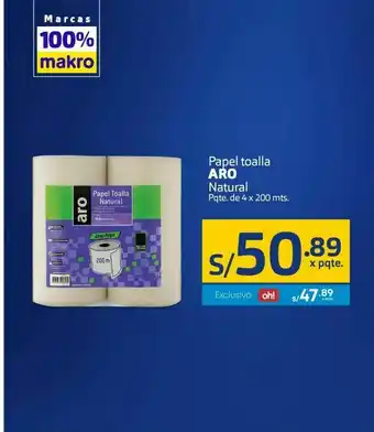 Makro Papel toalla aro natural 4 x 200m oferta