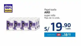 Makro Papel toalla aro super rollo pqte 12 und oferta