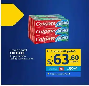 Makro Crema dental colgate triple acción pack 12und x 75ml oferta