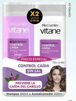Leonisa Recamier vitane shampoo control caída + acondicionador control caída oferta