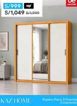 Oechsle Kaz Home Ropero Paco 3 Puertas Cinamomo oferta