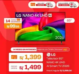 Wong LG Televisor 65" NANO 4K UHD AI Smart TV 2026 oferta