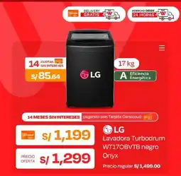 Wong LG Lavadora Turbodrum WT17OBVTB negro Onyx oferta