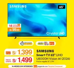 Metro Samsung smart tv 65" uhd u8000h vision ai 2026 oferta