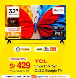 Metro Tcl smart tv 32" qled google tv oferta