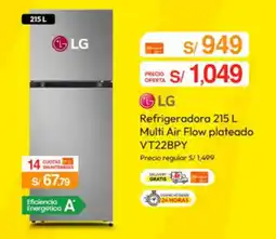 Metro LG Refrigeradora 215 L Multi Air Flow plateado VT22BPY oferta