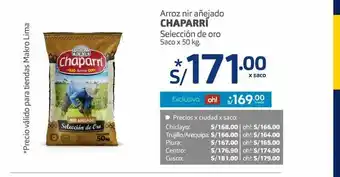 Makro Arroz nir añejado chaparri oferta