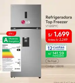 Hiraoka LG Refrigeradora Top Freezer oferta