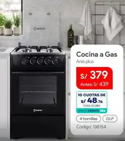 Hiraoka Auray cocina a gas anis plus oferta