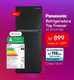 Hiraoka Panasonic refrigeradora top freezer oferta