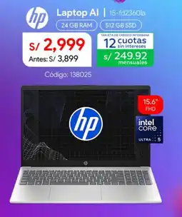 Hiraoka Hp laptop ai 15-fd2360la oferta