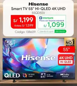 Hiraoka Hisense Smart TV 55" Hi-QLED 4K UHD oferta