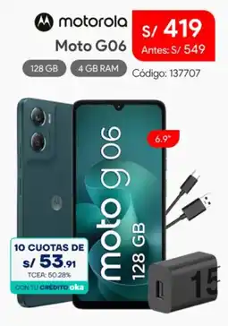 Hiraoka motorola moto g06 128 gb 4 gb ram 6.9" oferta