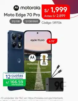 Hiraoka motorola moto edge 70 pro oferta