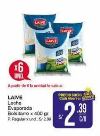 Mayorsa LAIVE Leche Evaporada Bolsitarro x 400gr oferta