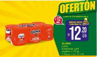 Mayorsa GLORIA Leche Evaporada Light Sixpack x 170gr oferta