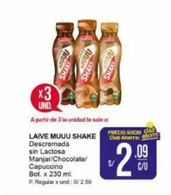 Mayorsa LAIVE MUU SHAKE Descremada sin Lactosa Manjar / Chocolate / Capuccino oferta