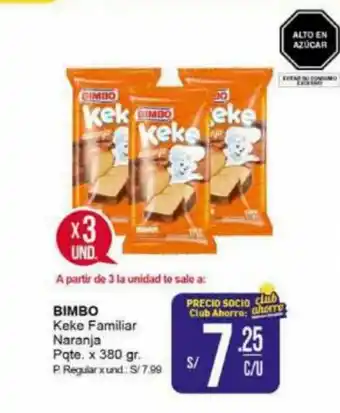 Mayorsa BIMBO Keke Familiar Naranja Pqte x 380gr oferta