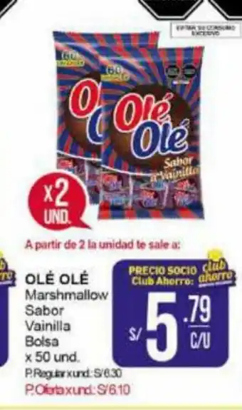 Mayorsa OLE OLE Marshmallow Sabor Vainilla Bolsa x 50 und oferta