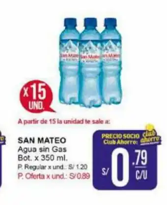 Mayorsa SAN MATEO Agua sin Gas Bot. x 350 ml oferta