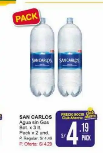 Mayorsa SAN CARLOS Agua sin Gas Bot. x 3lt Pack x 2 und oferta