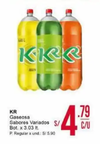 Mayorsa KR Gaseosa Sabores Variados Bot. 3.03 lt oferta