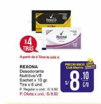 Mayorsa REXONA Desodorante Nutritive / V8 Sachet x 10gr Tira x 6 und oferta