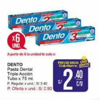 Mayorsa DENTO Pasta Dental Triple Accion Tubo x 75 ml oferta