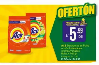Mayorsa Ace Detergente en Polvo Accion Instantanea Aromas Variados Bolsa x 780 gr oferta