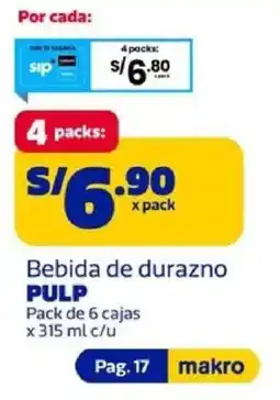 Makro Pulp bebida de durazno oferta