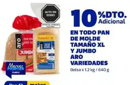 Makro Aro pan de molde blanco tamaño xl y jumbo oferta